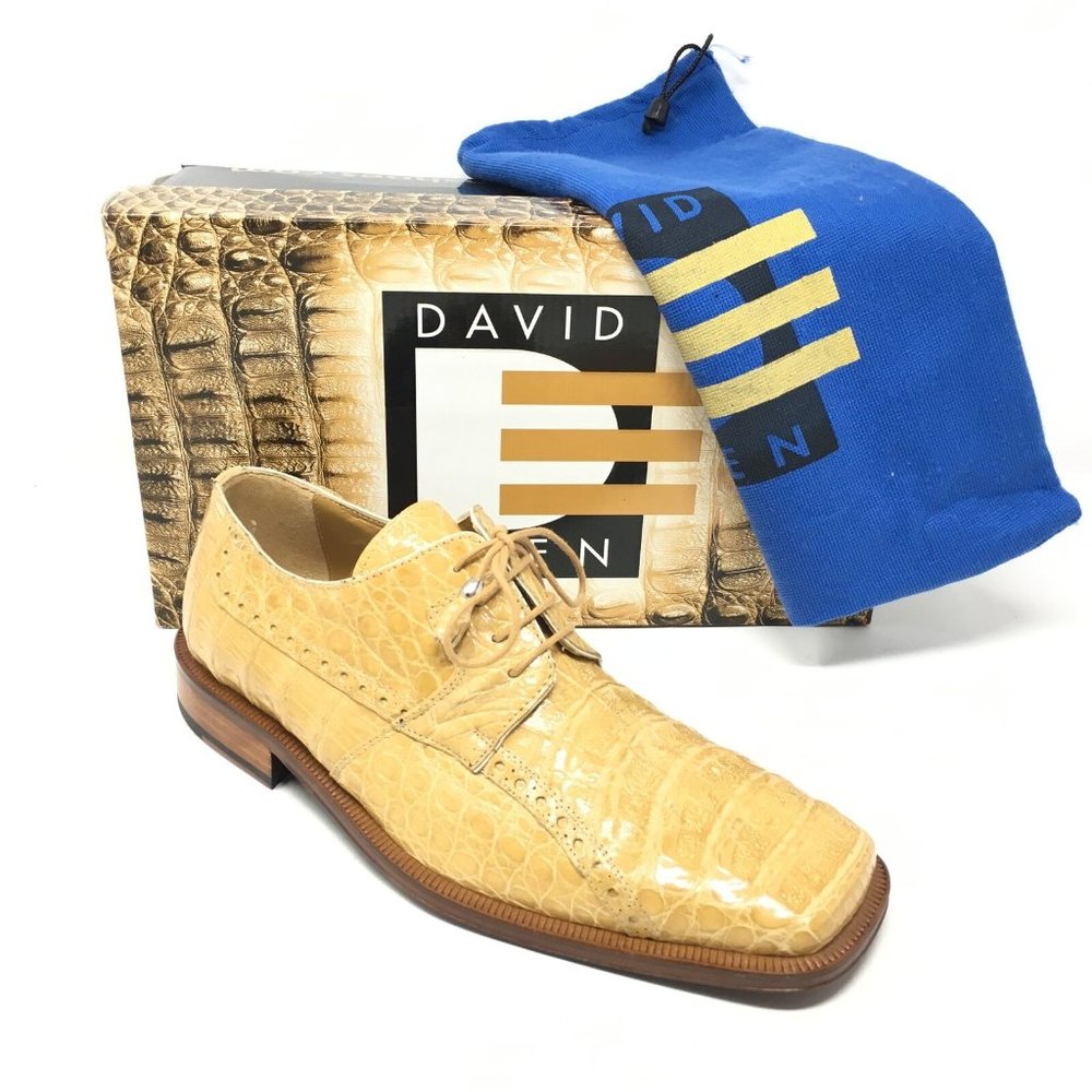 NEW David Eden Oxfords Shoe Size 9 Beige Crocodile
